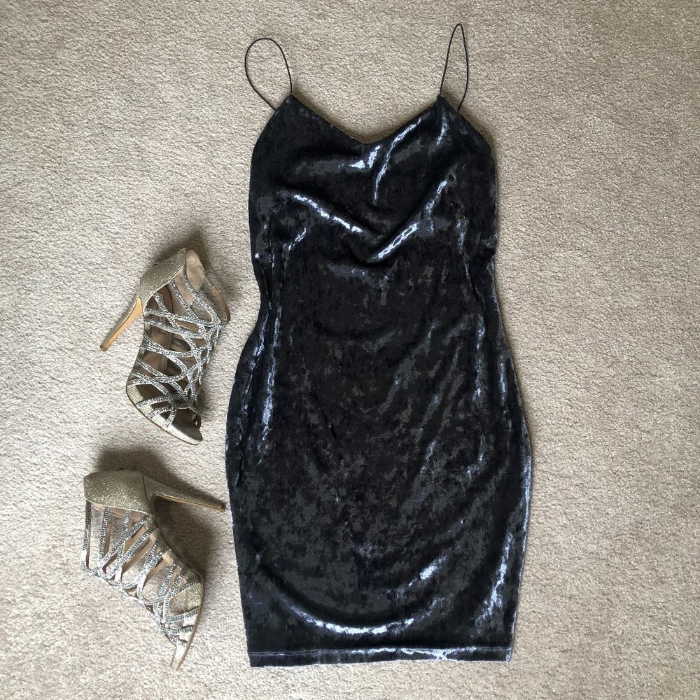 Polly & Esther baby blue velvet slip dress size m